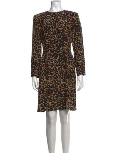 Pre-owned Bill Blass Animal Print Knee-length Dress In Neutrals