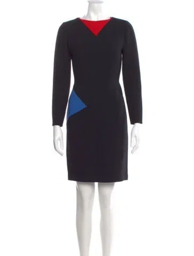 Pre-owned Bill Blass Bateau Neckline Knee-length Dress In Black