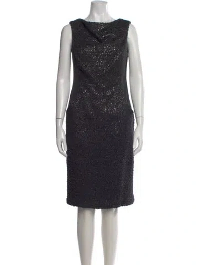 Pre-owned Bill Blass Bateau Neckline Knee-length Dress In Gray