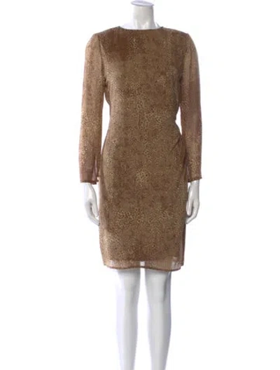 Pre-owned Bill Blass Bateau Neckline Knee-length Dress In Neutral