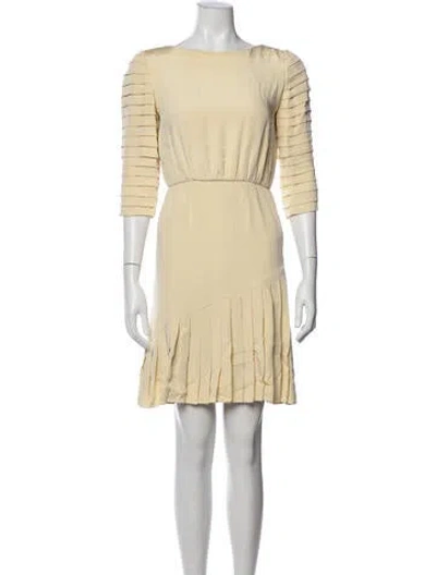 Pre-owned Bill Blass Bateau Neckline Knee-length Dress In Neutral