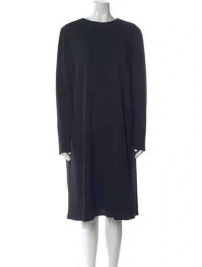 Pre-owned Bill Blass Bateau Neckline Midi Length Dress In Blue