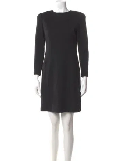 Pre-owned Bill Blass Bateau Neckline Mini Dress In Gray