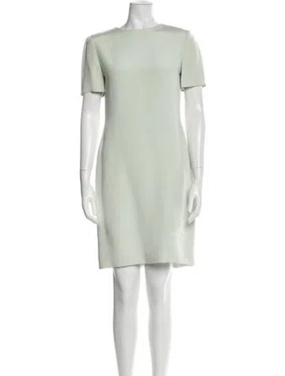 Pre-owned Bill Blass Bateau Neckline Mini Dress In Green