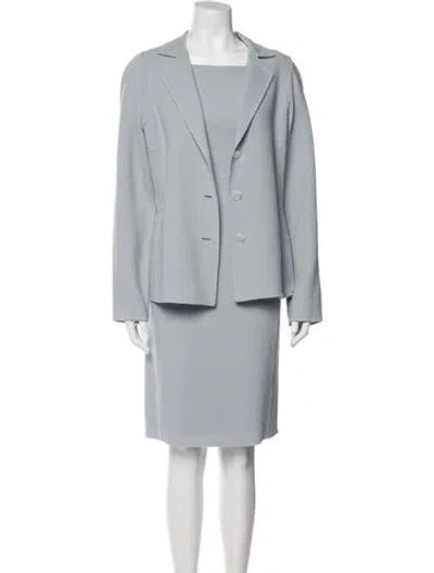 Pre-owned Bill Blass Beaded Accents Dress Set In Blue