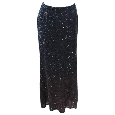 Pre-owned Bill Blass Black And Brown Sequin Ombre Skirt Size 6