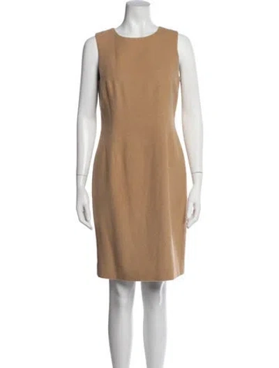Pre-owned Bill Blass Camel Hair Knee-length Dress In Brown
