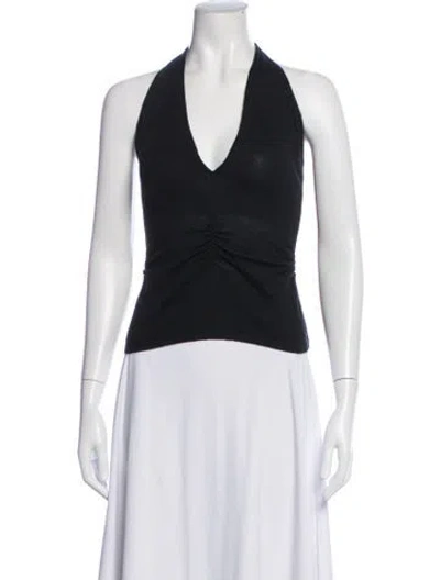 Pre-owned Bill Blass Cashmere Halterneck Top In Black