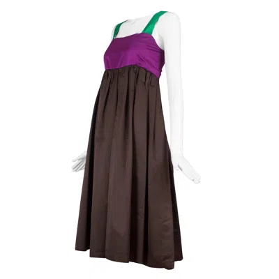 Pre-owned Bill Blass Color Blocked Satin Cocktail Dress In Black