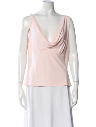 Pre-owned Bill Blass Cowl Neck Sleeveless Blouse In Pink