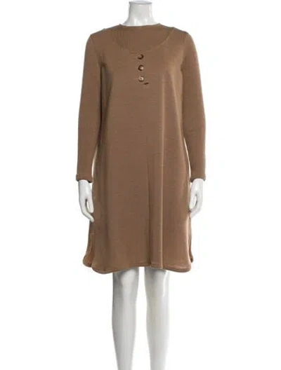 Pre-owned Bill Blass Crew Neck Knee-length Dress In Brown