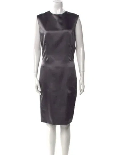 Pre-owned Bill Blass Crew Neck Knee-length Dress In Gray