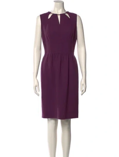 Pre-owned Bill Blass Crew Neck Knee-length Dress In Purple