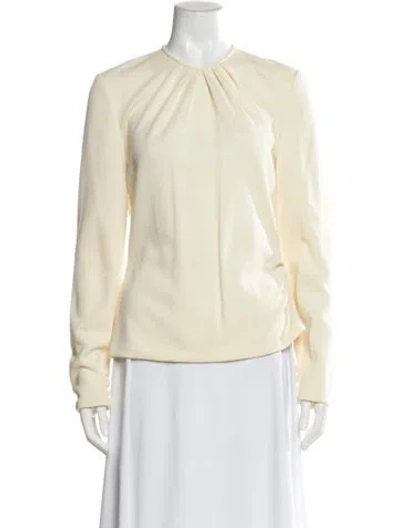 Pre-owned Bill Blass Crew Neck Long Sleeve Blouse In Neutral