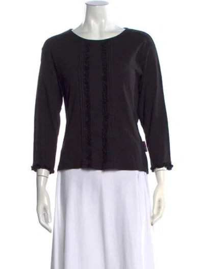 Pre-owned Bill Blass Crew Neck Long Sleeve Top In Blue