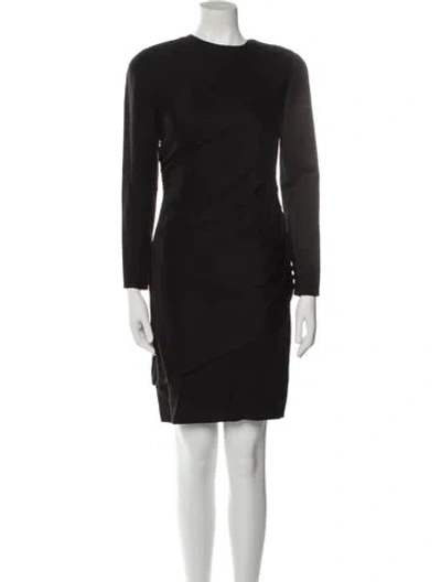 Pre-owned Bill Blass Crew Neck Mini Dress In Black