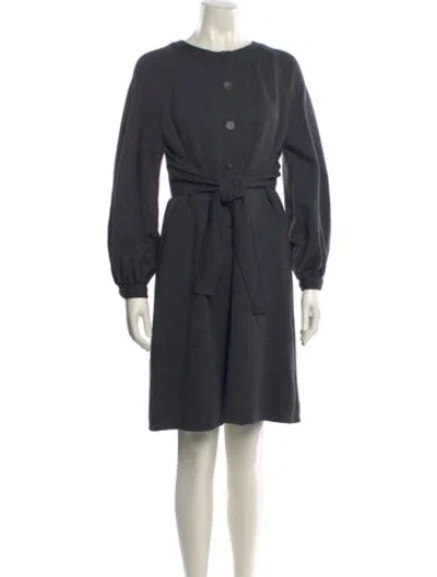 Pre-owned Bill Blass Crew Neck Mini Dress In Gray