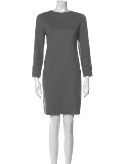 Pre-owned Bill Blass Crew Neck Mini Dress In Gray