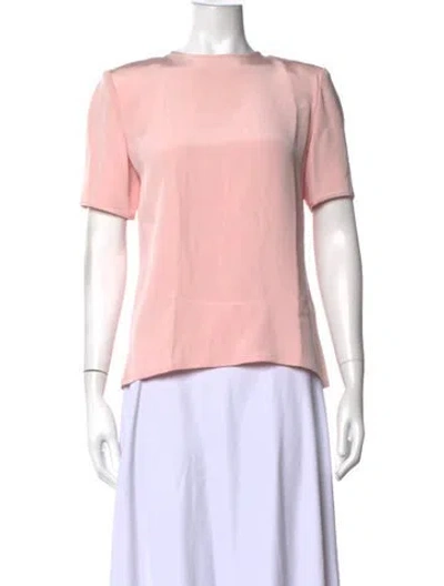 Pre-owned Bill Blass Crew Neck Short Sleeve Top In Pink