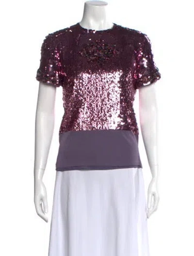 Pre-owned Bill Blass Crew Neck Short Sleeve Top In Purple