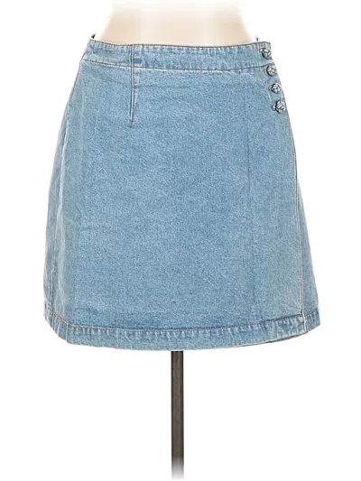 Pre-owned Bill Blass Denim Skirt In Blue