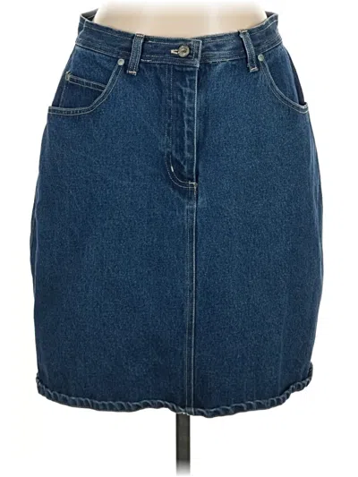 Pre-owned Bill Blass Denim Skirt In Blue