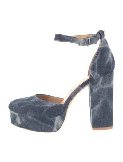 Pre-owned Bill Blass Denim Tie-dye Print Pumps W/ Tags In Blue