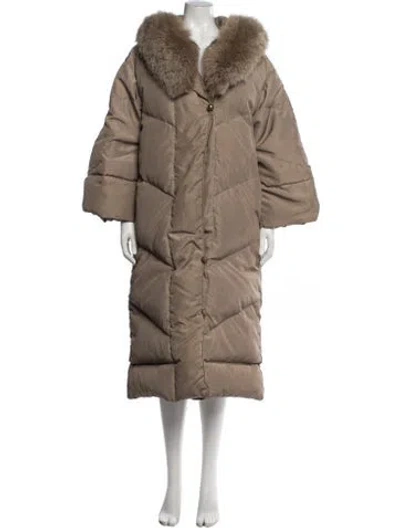 Pre-owned Bill Blass Down Down Coat In Brown