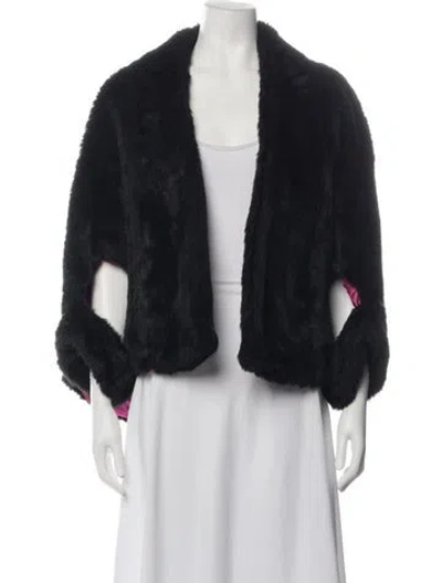 Pre-owned Bill Blass Faux Fur Jacket In Black