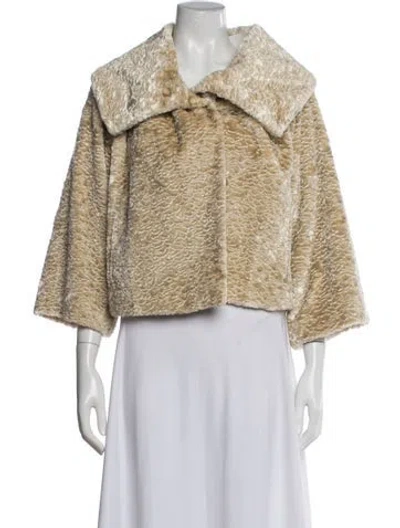 Pre-owned Bill Blass Faux Fur Jacket In Neutrals
