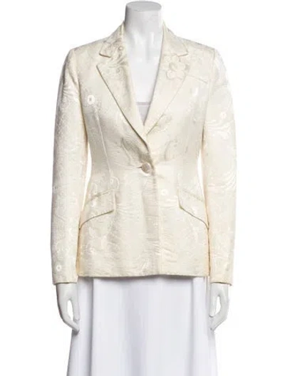 Pre-owned Bill Blass Floral Print Blazer In Neutral