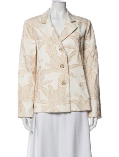 Pre-owned Bill Blass Floral Print Blazer In Neutrals/white