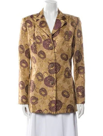 Pre-owned Bill Blass Floral Print Blazer In Yellow