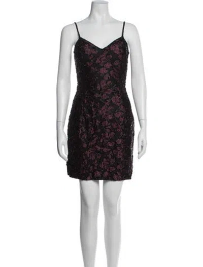 Pre-owned Bill Blass Floral Print Mini Dress In Black