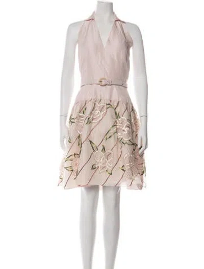 Pre-owned Bill Blass Floral Print Mini Dress In Pink