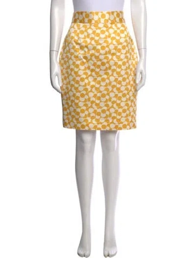 Pre-owned Bill Blass Floral Print Mini Skirt In Yellow