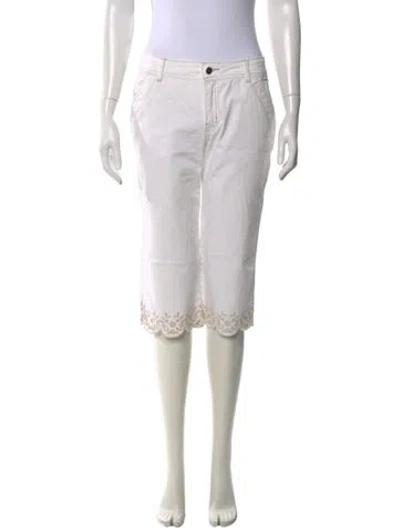 Pre-owned Bill Blass Floral Print Straight Leg Pants In Neutral