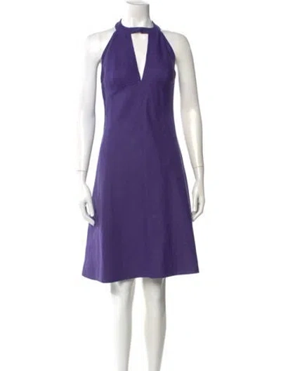 Pre-owned Bill Blass Halterneck Mini Dress In Purple