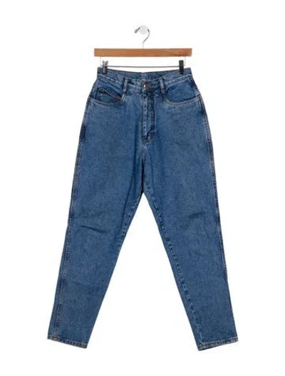 Pre-owned Bill Blass High-rise Straight Leg Jeans In Blue