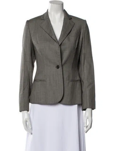 Pre-owned Bill Blass Houndstooth Print Blazer In Gray