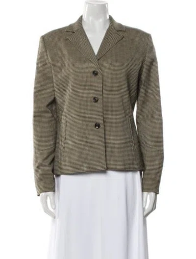 Pre-owned Bill Blass Houndstooth Print Blazer In Neutral