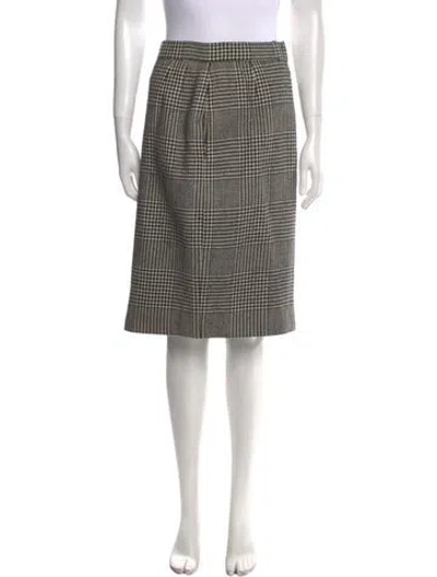 Pre-owned Bill Blass Houndstooth Print Knee-length Skirt In Black