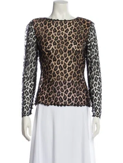 Pre-owned Bill Blass Lace Animal Print Blouse In Multi