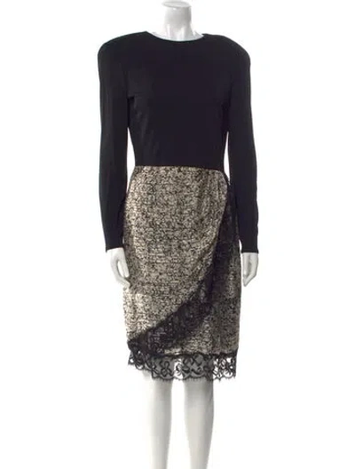 Pre-owned Bill Blass Lace Pattern Knee-length Dress In Black