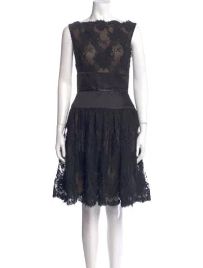 Pre-owned Bill Blass Lace Pattern Knee-length Dress In Black