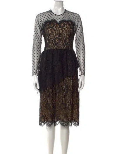 Pre-owned Bill Blass Lace Pattern Knee-length Dress In Black