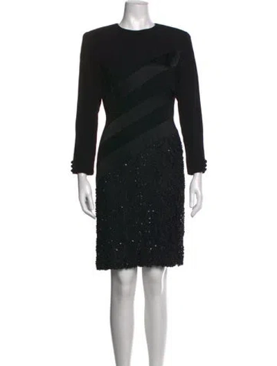 Pre-owned Bill Blass Lace Pattern Knee-length Dress In Black