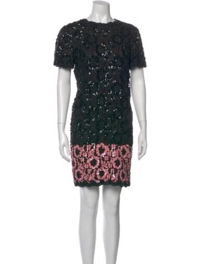Pre-owned Bill Blass Lace Pattern Mini Dress In Black