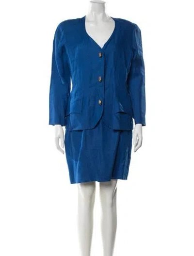 Pre-owned Bill Blass Late 1980's - Early 1990's Skirt Set In Blue