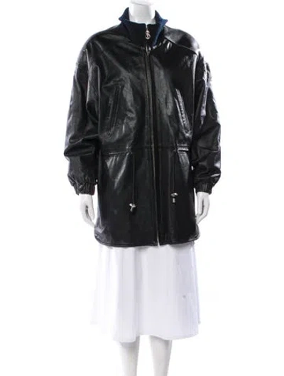 Pre-owned Bill Blass Leather Coat In Gray